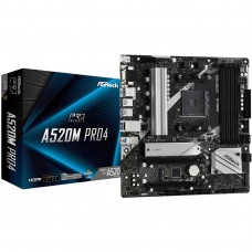 ASRock A520M PRO4 (AM4/A520, 4*DDR4, 2xPCIex16, D-Sub/DP/HDMI, 4xSATAІІІ, 2xM.2, GLan, 8ch, mATX) (A520M PRO4)