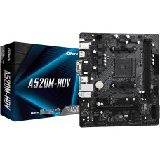 ASRock A520M-HDV (AM4/A520, 2*DDR4, PCIex16, D-Sub/DVI-D/HDMI, 4xSATAІІІ, M.2, GLan, 8ch, mATX) (A520M-HDV)