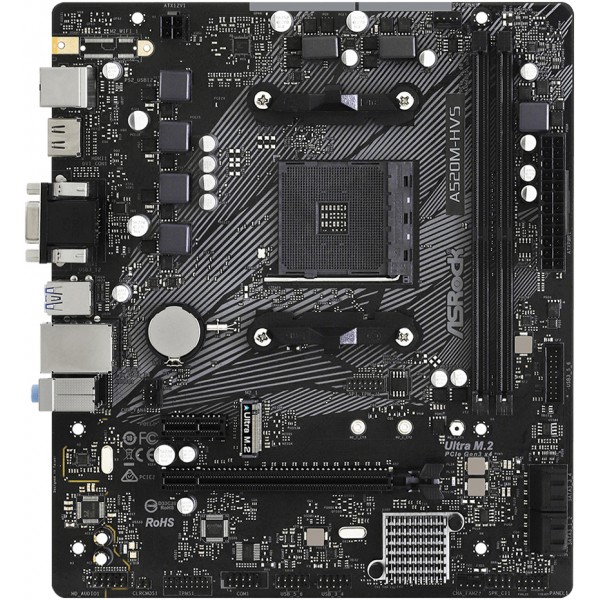 ASRock A520M-HVS (AM4/A520, 2*DDR4, PCIex16, D-Sub/HDMI, 4xSATA, M.2, GLan, 8ch, mATX) (A520M-HVS)