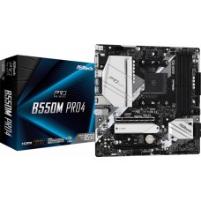 ASRock B550M Pro4 (AM4/B550, 4*DDR4, 2xPCIex16, DP/HDMI/VGA, 6xSATA, 3xM.2, GLan, 7.1ch, mATX) (B550M Pro4)