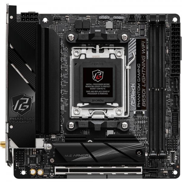 ASRock B650I LIGHTNING WIFI(AM5/B650, 2*DDR5, 1xPCIex16, HDMI/DP, 2xSATAІІІ,2xM.2, 2.5GLan, mITX) (B650I LIGHTNING WIFI)