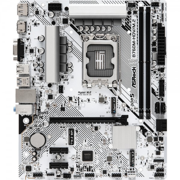 ASRock B760M-HDV/M.2 (1700/B760, 2*DDR5, 1xPCIex16, 4xSATA, 2xM.2, 2.5GLan, 7.1ch, mATX) (B760M-HDV/M.2)