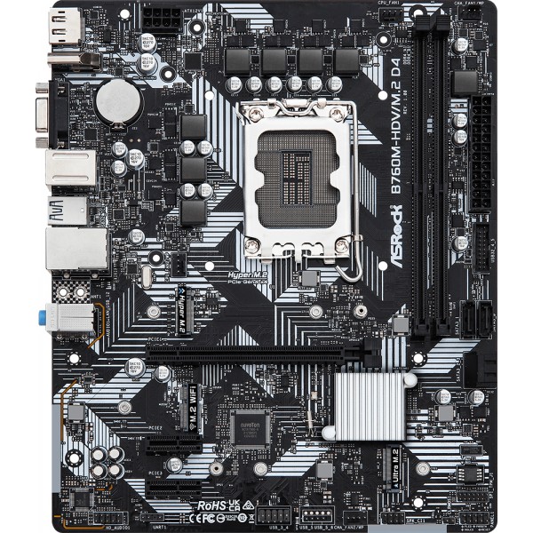 ASRock B760M-HDV/M.2 D4 (1700/B760, 2*DDR4, 1xPCIex16, 4xSATA, 3xM.2, GLan, 7.1ch, mATX) (B760M-HDV/M.2 D4)