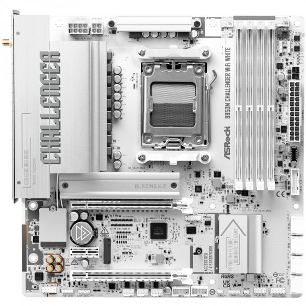 ASRock B850M CHALLENGER WIFI WHITE (AM5/B850, 4*DDR5, 2xPCIex16, HDMI, 4xSATA,2xM.2, 2.5GLan, mATX) (B850M CHALLENGER WIFI WHI)