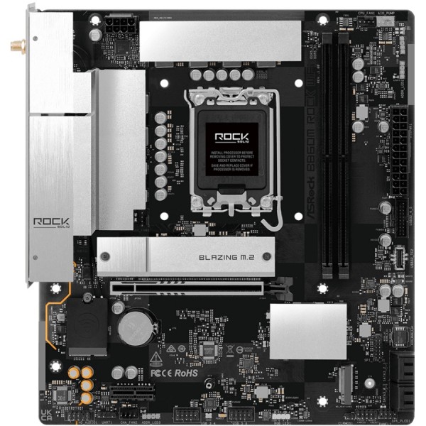 AsRock B860M ROCK WIFI (1851/B860, 2*DDR5, 2*PCIex16, HDMI/DP, 4xSATA, 2xM.2, 2.5Glan, 7.1ch, mATX) (B860M ROCK WIFI)