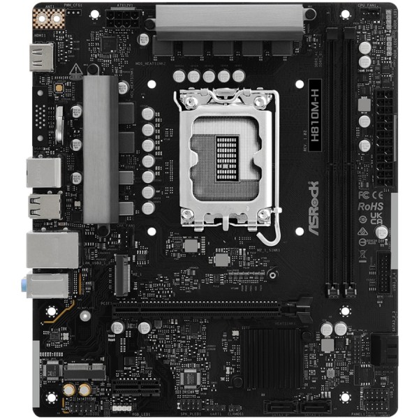 AsRock H810M-H (1851/H810, 2*DDR5, PCIex16, HDMI, 4xSATA, M.2, Glan, 7.1ch, mATX) (H810M-H)