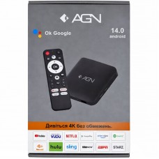 TV Медіаплеєр AGN Media Box Base 2/16Gb/ Amlogic S905L3/ Android 14/ WiFi 2.4G+5G/LAN:100M/ (AGNBASE216)