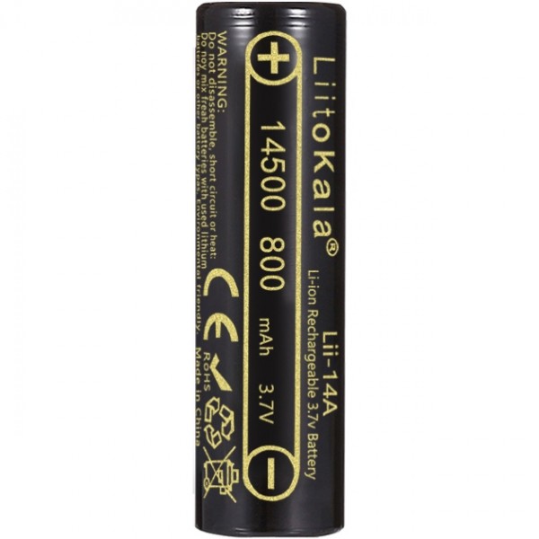 Акумулятор 14500 LiitoKala, 14A-N, 800mAh, 3.7V li-ion battery, 1 pcs (14A-N(14500))