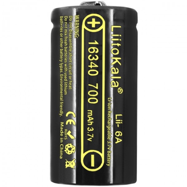 Акумулятор 16340 LiitoKala, Lii-16A, 700mAh, 3.7V li-ion battery, 1 pcs (Lii-16A (CR123A))