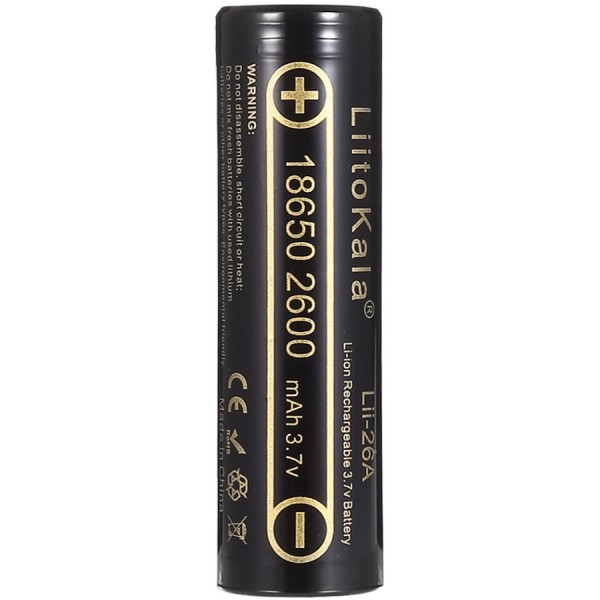 Акумулятор 18650 LiitoKala, Lii-26A, 2600mAh, 3.7V li-ion battery, 1 pcs, (Lii-26A)