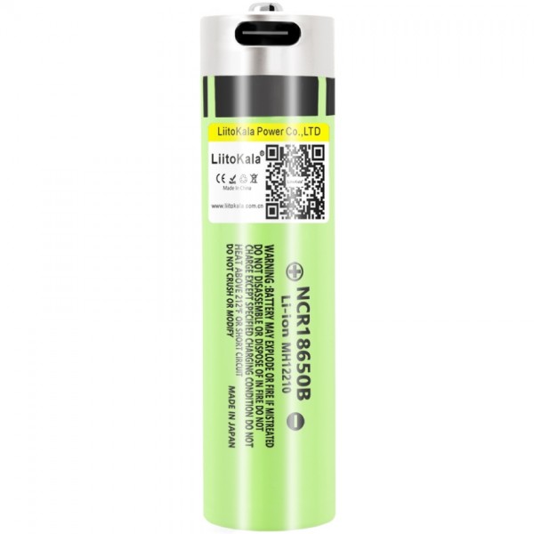 Акумулятор 18650 LiitoKala, USB-34B, 3400mAh, 3.7 li-ion battery, 1 pcs вбуд. USB для зар. Type-С (Lii-USB-34B)