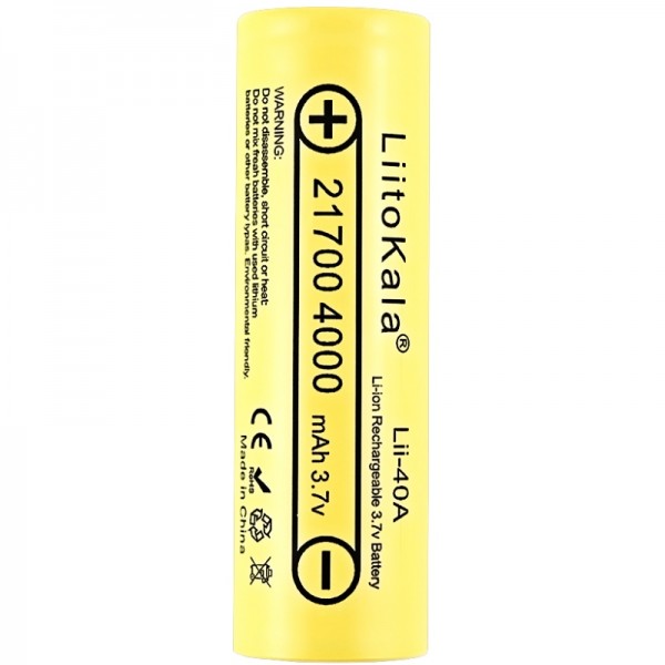 Акумулятор 21700 LiitoKala, Lii-40A, 4000mAh, 3.7V li-ion battery, 1 pcs (Lii-40A)