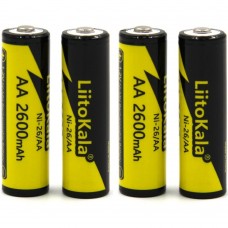 Акумулятор AA 2600mAh, 1.2V Ni-MH, rechargeable battery, LiitoKala, blister 4 pcs (Ni-26/AA-4B)