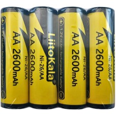 Акумулятор AA 2600mAh, 1.2V Ni-MH, rechargeable battery, LiitoKala, blister 4 pcs (Ni-26/AA-4B)