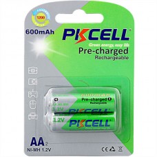 Акумулятор AA 600mAh, 1.2V Ni-MH, RTU rechargeable battery, PKCELL, 2pcs/card (AA600-2B RTU)