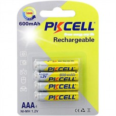 Акумулятор AAA 600mAh, 1.2V Ni-MH, rechargeable battery, PKCELL, 4pcs/card (AAA600-4B)