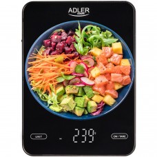 Ваги кухонні Adler AD 3177 black електронні/ 10кг/ г мл, унція/ USB type C/ автовимкнення/ скло (AD3177B)