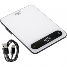 Ваги кухонні Adler AD 3177 white black електронні/ 10кг/ г мл, унція/ USB type C/ автовимкнення (AD3177WB)