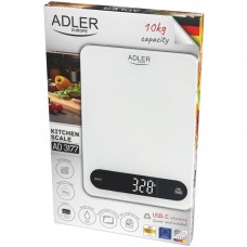 Ваги кухонні Adler AD 3177 white black електронні/ 10кг/ г мл, унція/ USB type C/ автовимкнення (AD3177WB)