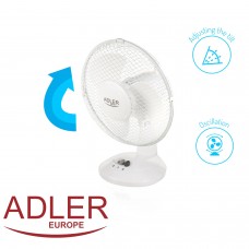Вентилятор AdlerAD 7302 white настільний/ 45Вт/ D=23см/ автоповорот/ білий (AD7302)