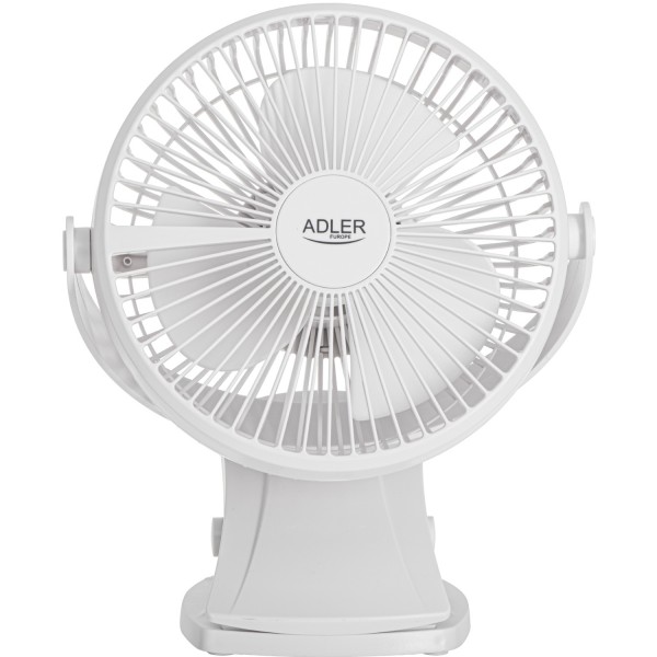 Вентилятор AdlerAD 7342 white настільний/ акумуляторний/ 5Вт/ D=15.5см/ USB-C/ білий (AD7342W)