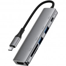 Док-станція USB3.0 Type-C --&gt HDMI4K@60Hz/2xUSB-A 3.0/TF/SD/USB-C 90W Hub 6-in-1 J18 Acefast (6974316285939)