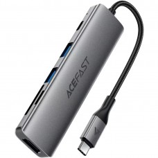 Док-станція USB3.0 Type-C --&gt HDMI4K@60Hz/2xUSB-A 3.0/TF/SD/USB-C 90W Hub 6-in-1 J18 Acefast (6974316285939)