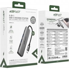 Док-станція USB3.0 Type-C --&gt HDMI4K@60Hz/2xUSB-A 3.0/TF/SD/USB-C 90W Hub 6-in-1 J18 Acefast (6974316285939)