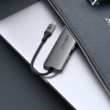 Док-станція USB3.0 Type-C --&gt HDMI4K@60Hz/2xUSB-A 3.0/TF/SD/USB-C 90W Hub 6-in-1 J18 Acefast (6974316285939)