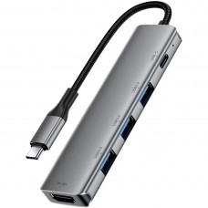 Док-станція USB3.0 Type-C --&gt HDMI4K/3xUSB-A 3.0/USB-C PD 90W Hub 5-in-1 J16 Acefast (6974316285915)