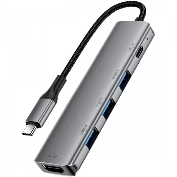 Док-станція USB3.0 Type-C --&gt HDMI4K/3xUSB-A 3.0/USB-C PD 90W Hub 5-in-1 J16 Acefast (6974316285915)