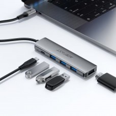 Док-станція USB3.0 Type-C --&gt HDMI4K/3xUSB-A 3.0/USB-C PD 90W Hub 5-in-1 J16 Acefast (6974316285915)