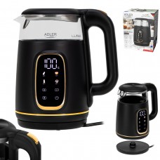 Електрочайник Adler AD 1305 black gold 1850-2200Вт/ 1.7л/ скло/ встановлення температури/ (AD1305BG)
