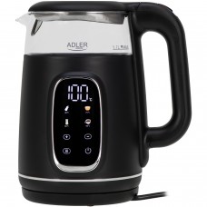 Електрочайник Adler AD 1305 black silver 1850-2200Вт/ 1.7л/ скло/ встановлення температури/ (AD1305BS)
