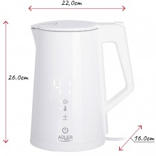 Електрочайник Adler AD 1345 white 1850-2200Вт/ 1.7л/ STRIX/ встановлення температури/ (AD1345W)