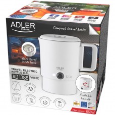 Електрочайник Adler AD 1388w дорожній 650Вт/ 0.8л/ подвійні стінки/ автовимкнення/ білий (AD 1388w)