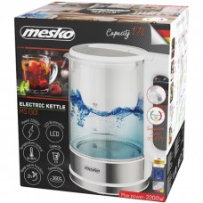 Електрочайник Mesko MS 1301 white 1850-2200Вт/ 1.7л/ скло/ встановлення температури (MS1301W)