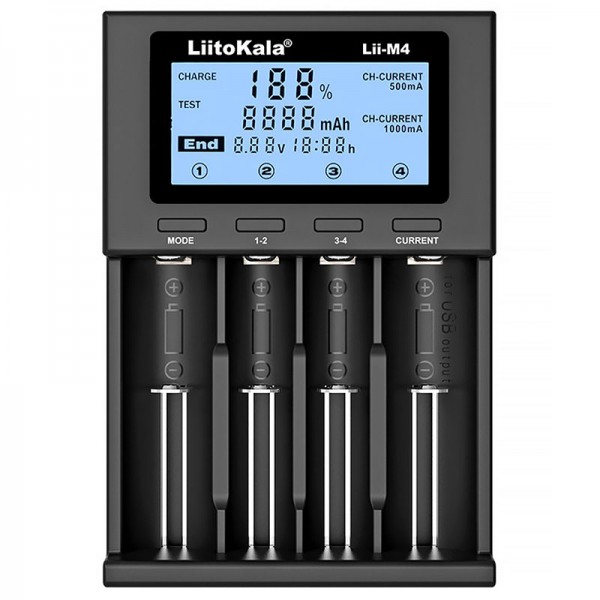 Зарядний пристрій LiitoKala Lii-M4, 4x(Lion/NiMH/NiCd), Power Bank, discharge function, display (Lii-M4)