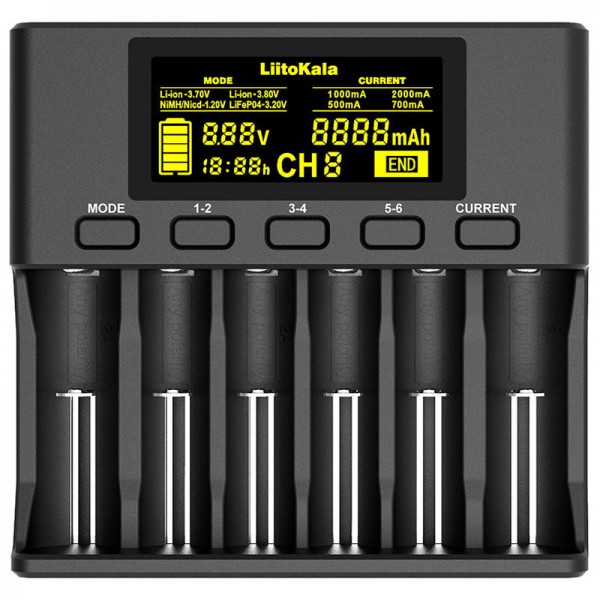 Зарядний пристрій LiitoKala Lii-S6, 6x(Lion/LiFePO4/NiMH/NiCd), Auto Polarity, Display+CAR charger (Lii-S6+CAR charger)