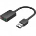 Звукова карта USB AUX jack, 2*TRRS (Mic + Ear) 1м Vention чорна (CDYBF)