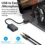 Звукова карта USB AUX jack, 2*TRRS (Mic + Ear) 1м Vention чорна (CDYBF) Звукова карта USB AUX jack, 2*TRRS (Mic + Ear) 1м Vention чорна (CDYBF)