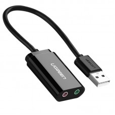 Звукова карта USB AUX jack, 2*TRS (Mic + Ear) ALC4042 Ugreen Чорна US205 (30724)