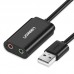 Звукова карта USB AUX jack, 2*TRS (Mic + Ear) ALC4042 Ugreen Чорна US205 (30724)