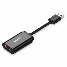 Звукова карта USB AUX jack, 2*TRS (Mic + Ear) ALC4042 Ugreen Чорна US205 (30724)