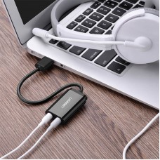 Звукова карта USB AUX jack, 2*TRS (Mic + Ear) ALC4042 Ugreen Чорна US205 (30724)