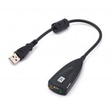 Звукова карта USB AUX jack, 2*TRS (Mic + Ear) Virtual 7.1 Channel, C-Media, кабель 25 см, чорна (B00811)