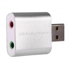 Звукова карта USB AUX jack, 2*TRS (Mic + Ear), C-Media chip, RTL, срібляста (B00668)