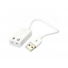 Звукова карта USB AUX jack, 2*TRS (Mic + Ear), Virtual 7.1 Channel, C-Media, кабель 20 см, біла (B00812)