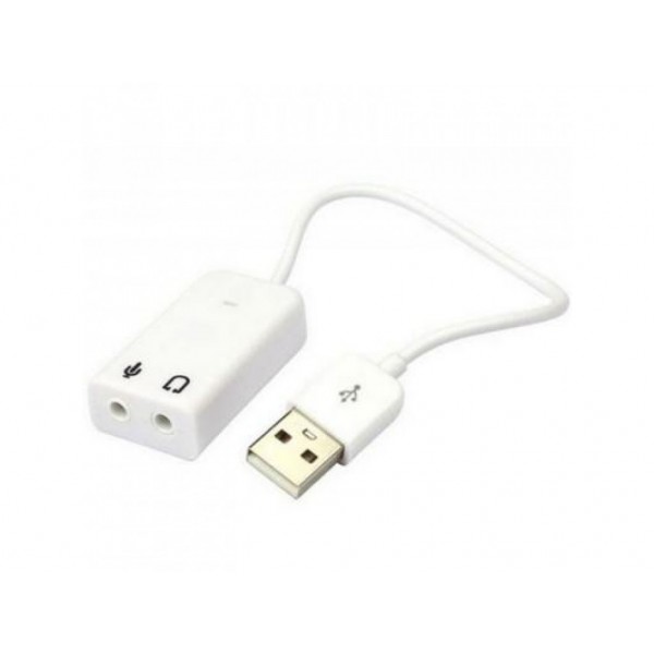 Звукова карта USB AUX jack, 2*TRS (Mic + Ear), Virtual 7.1 Channel, C-Media, кабель 20 см, біла (B00812)