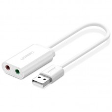 Звукова карта USB AUX jack, TRRS (Mic + Ear), ALC4042 15cm Ugreen Біла US205 (30143)